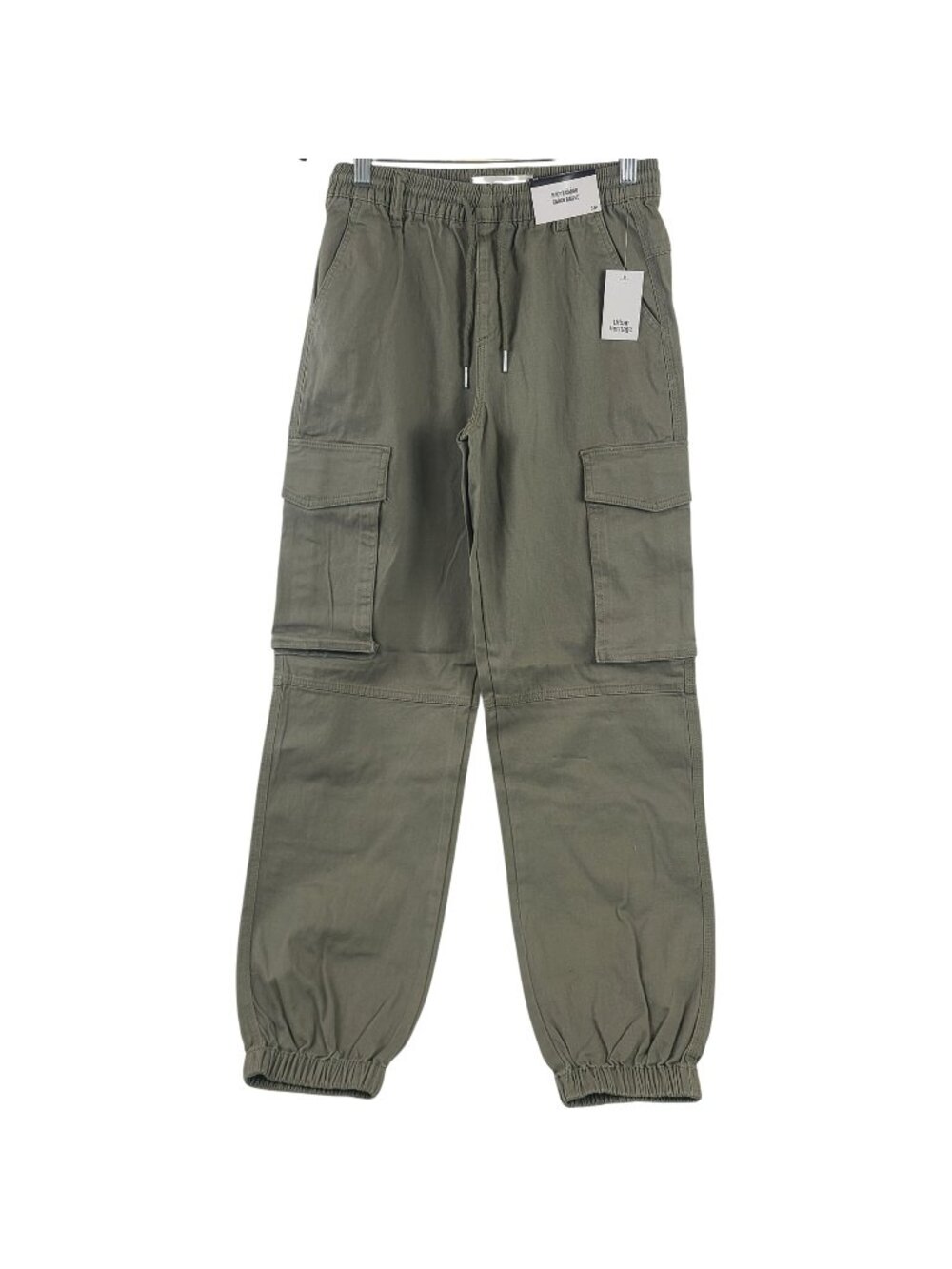 NEW Baggy Cargo Pants Urban Heritage Olive Green Elastic Waist Drawstring Sz S